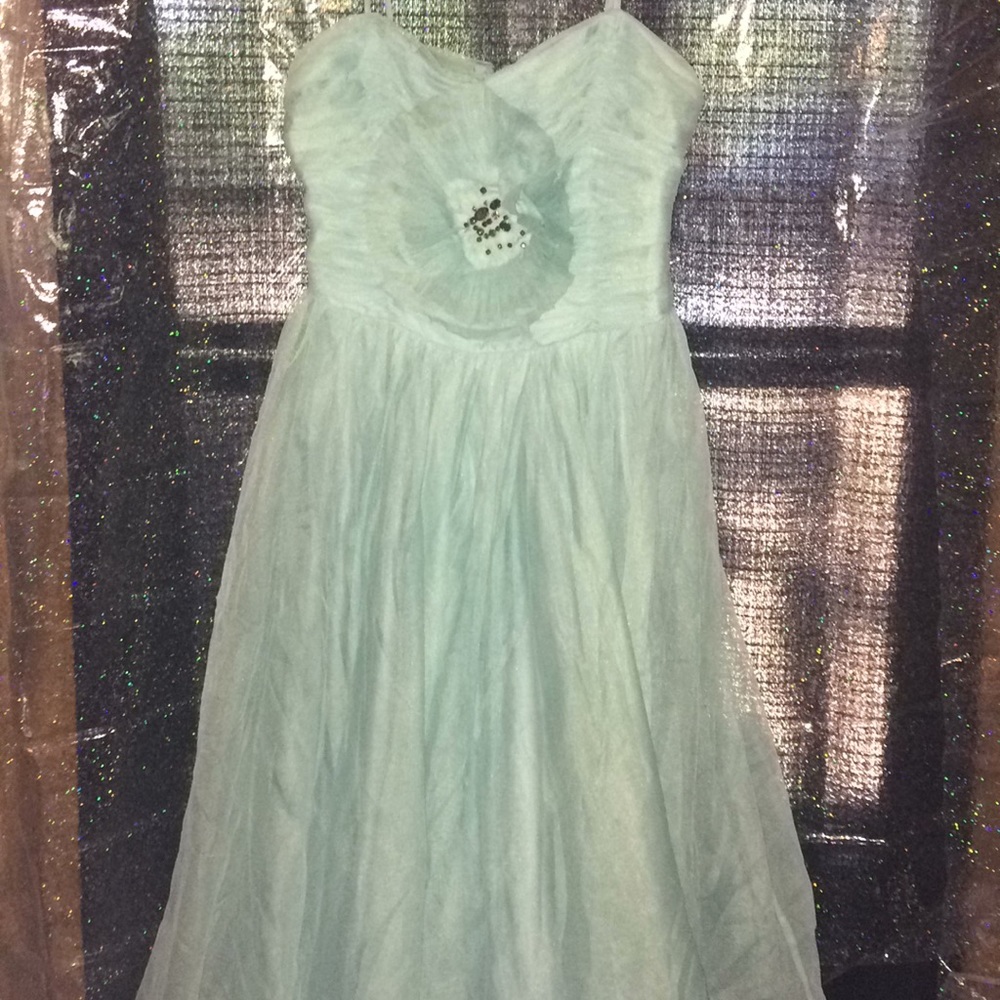 mint color formal dress